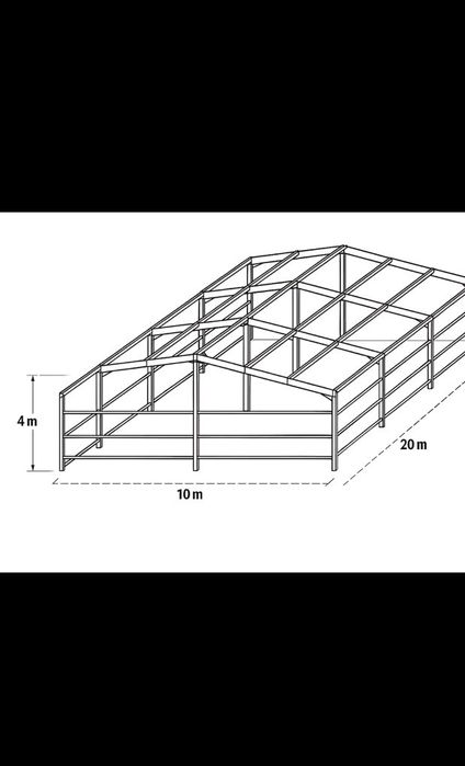 Vand hală metalică 10 m lățime cu 20 lungime 4 m la streașină de pe st