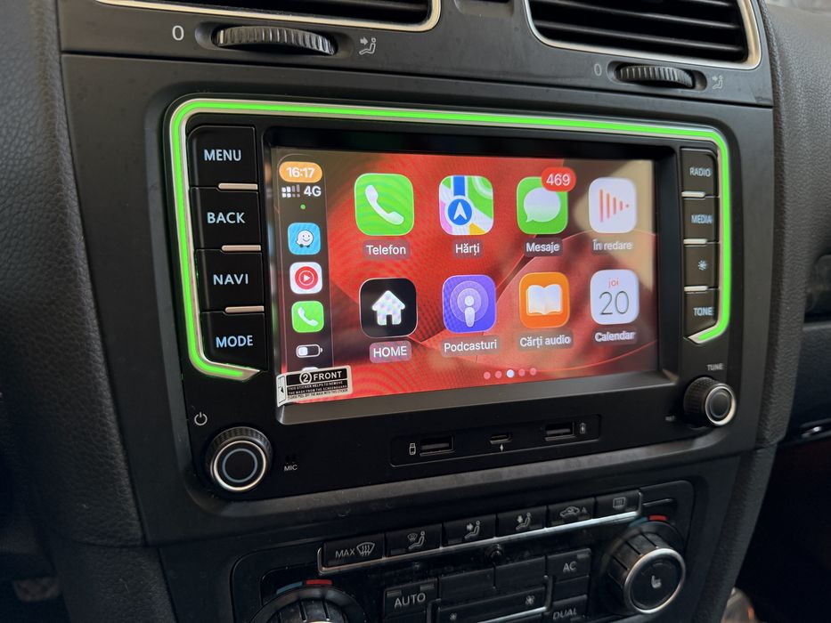 Navigatie cu lumini ambientale  VW Golf 5 6 Passat B6 b7 CC Tiguan Touran Eos Polo T5 Jetta  Sharan Skoda Octavia 2 Fabia Seat Carplay Android Auto