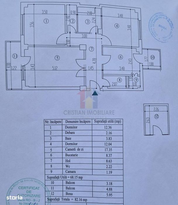 Ultracentral 3 cam 82 mp Calarasi Faleza etaj intermediar cu lift