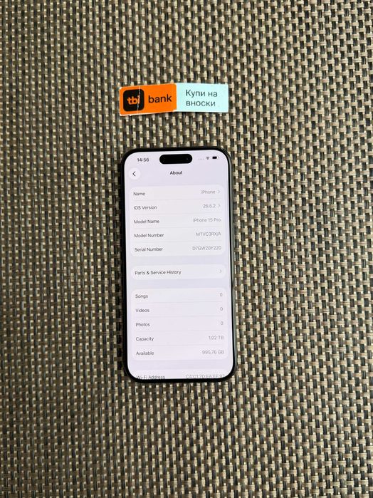 100% Battery! 1Tb! iPhone 15 PRO Лизинг от 28€/мес / Black Titanium / КАТО НОВ! 1000gb