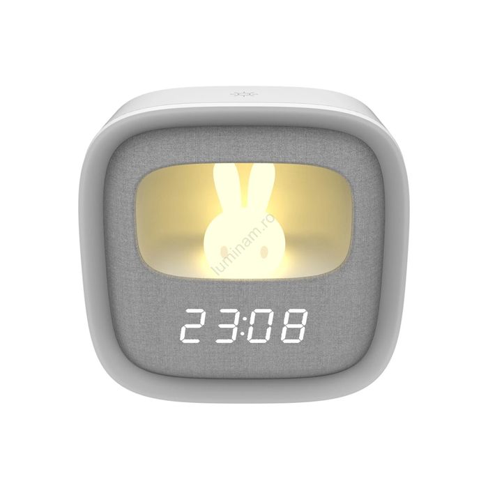 Lampă de noapte LED reglabilă cu ceas deșteptător BUNNY LED/1,2W/5V 3000K