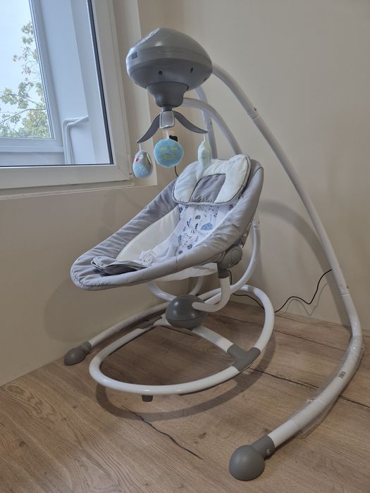 Електрическа бебешка люлка Cangaroo Woodsy, сива
