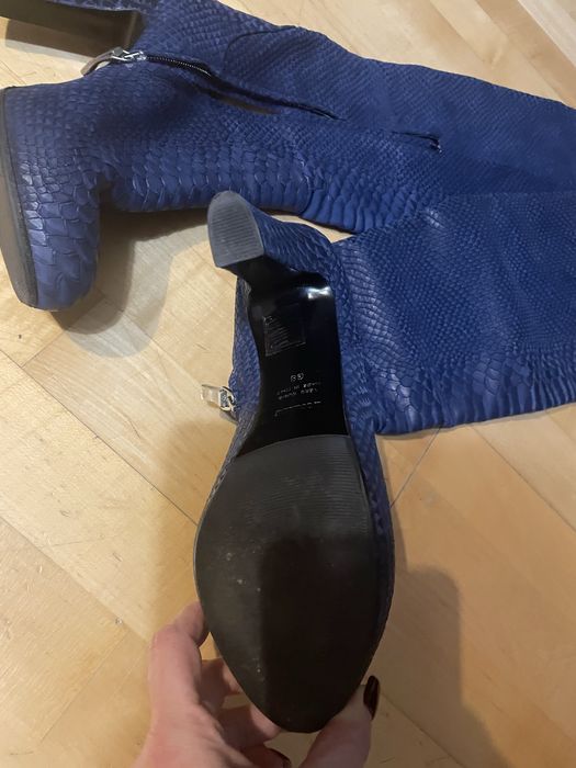 Cizme nr 38 albastru piele naturala