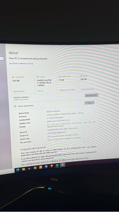 Setup complet Gaming PC - RTX 3060 I7 gen 10