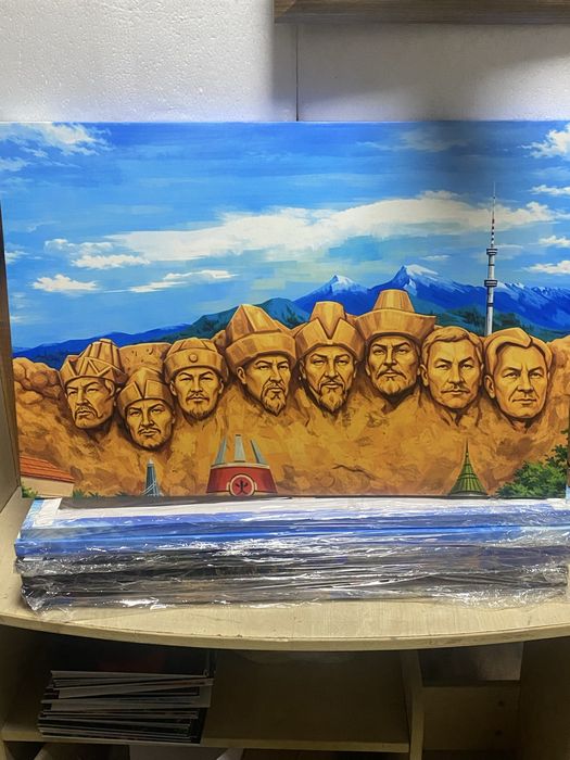 Холст с ханами и назарбаевым