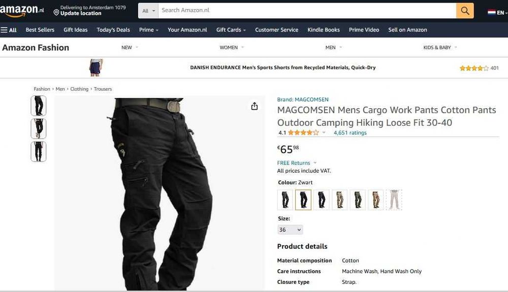 Pantaloni lucru bumbac, 8 buzunare, marimea 36