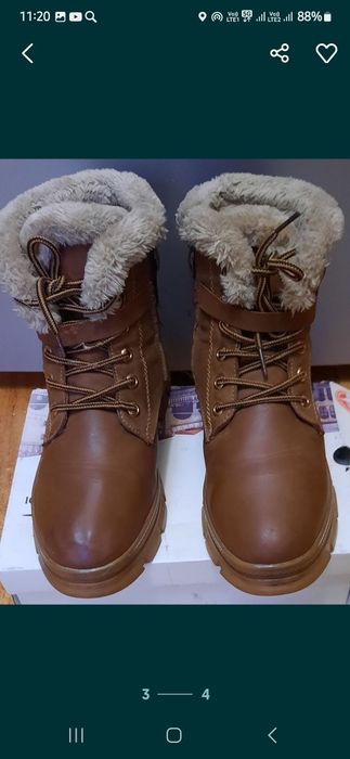 Ботинки зимние кожаные, размер 38-39