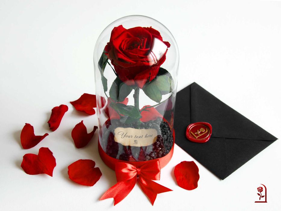 Естествена Вечна Роза в Стъкленица / Подарък за Годишнина за Съпругата