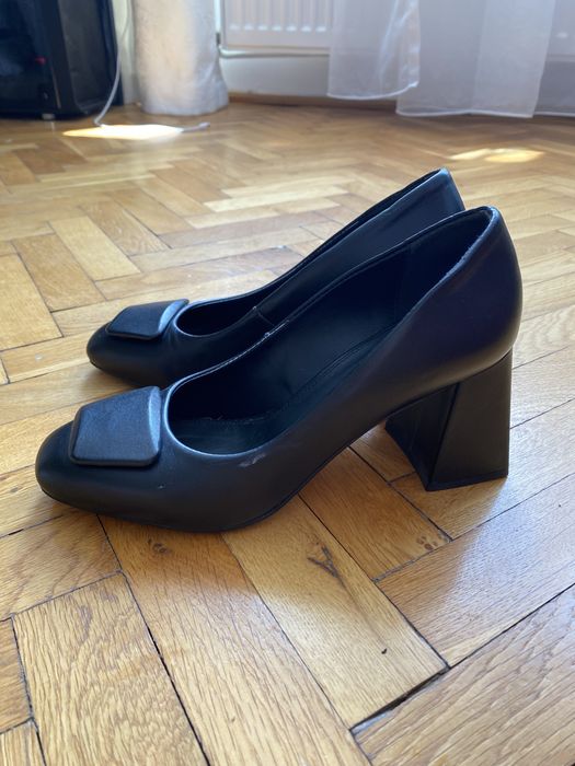 Pantofi din piele Marelbo, toc pătrat, mărimea 37