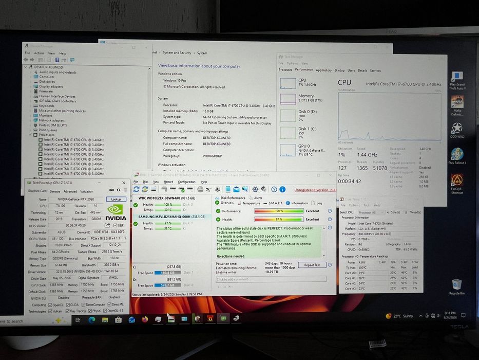 Unitate pc Gaming i7 16gb ram, ssd m2  Nvme , hdd , video RTX