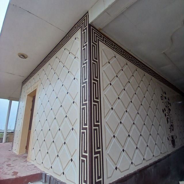 Травертин. Штукарка, травертин ишлари. Фасадные работы.