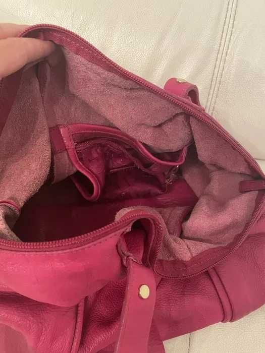 Чанта цикламена естествена кожа