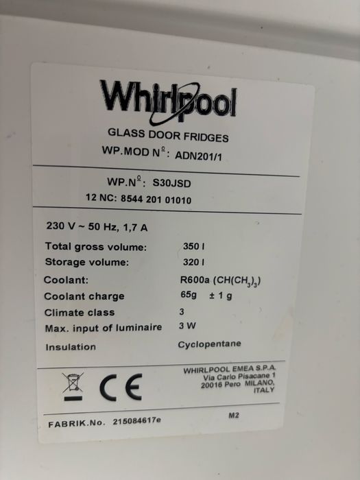 Vitrina frigorifica 350 l profesionala Whirlpool