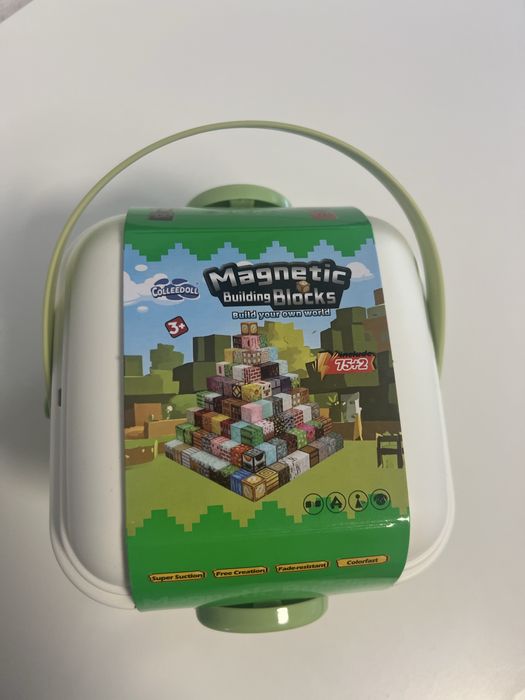 Магнитни кубчета с две фигурки - 75 броя, тип Minecraft, с кутия