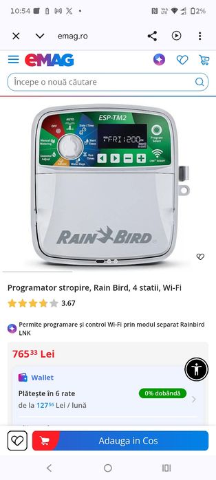 Controller  RainBird ESP-TM2 4 zone Nou cu tot cu Stick pt internet Wi-Fi LNK2