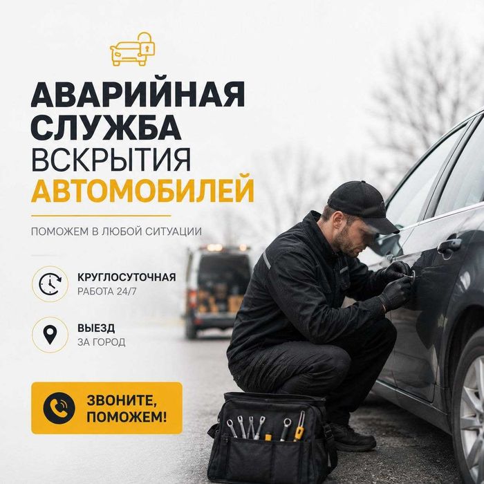 Открыть автомобиль. Вскрытие авто, двери, капота, багажника. Выезд
