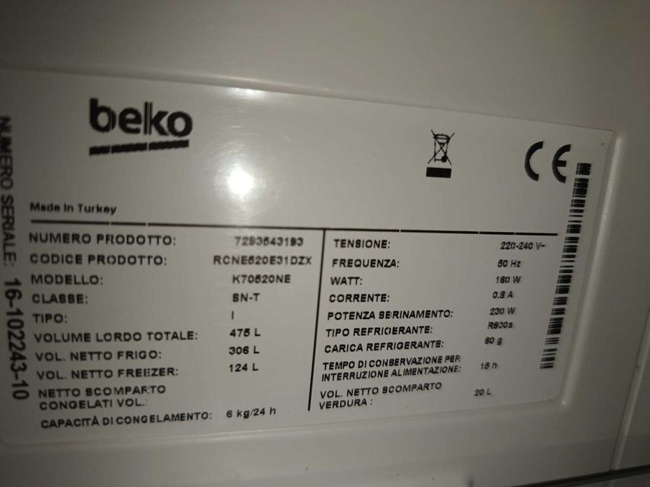 Неработещ Хладилник с фризер BEKO модел RCNE520E31DZX - цял за части
