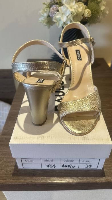 Sandale elegante aurii PAULO – mărimea 39