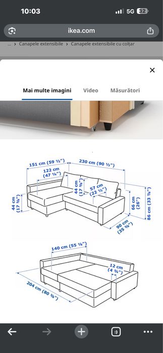 Vand canapea extensibila