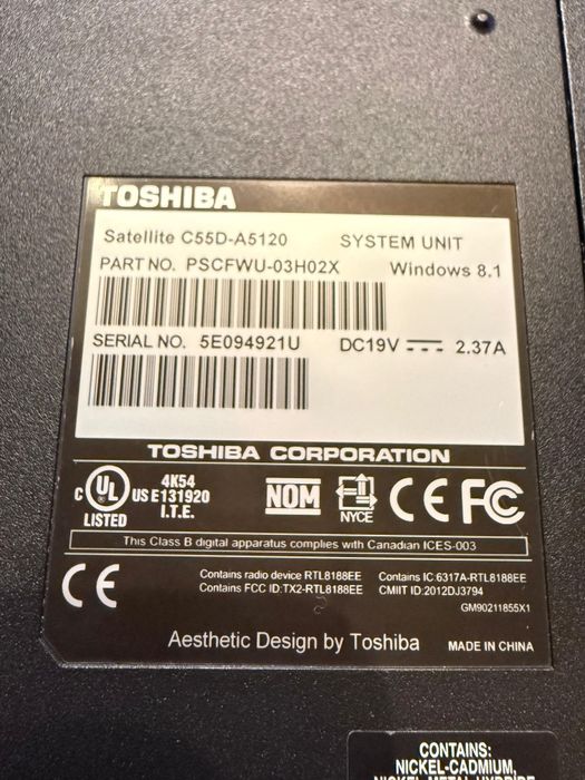 Laptop Toshiba Satellite C55D-A-5120 – Ca Nou, Neutilizat!*