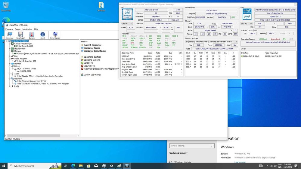 Lenovo ThinkCentre M700 Tiny Desktop i5-6600T/240GB/8GB