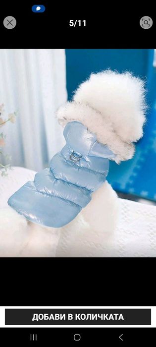 Ново, топло яке с качулка за малко куче с подарък блузка