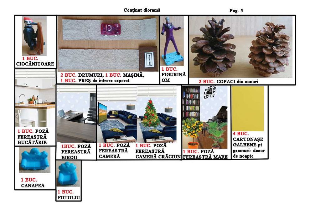 Diorama educativa casa si curte pentru copii cu instructiuni de montaj