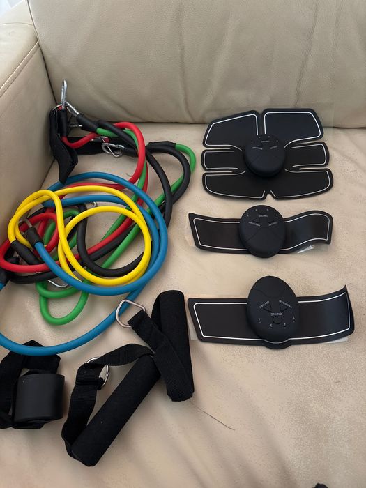 Електрически стимулатор за мускули + Ластици за тренировки!