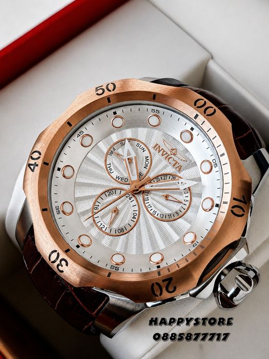 INVICTA Venom Brown leather 52 mm, Инвикта нов мъжки часовник