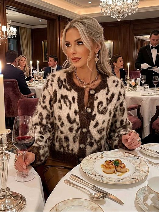 Луксозна пухкава жилетка с леопардов принт Елегантност и стил