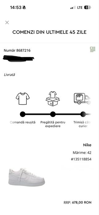 Nike Air Force 1 Triple White / Full albi noi cu eticheta si factura