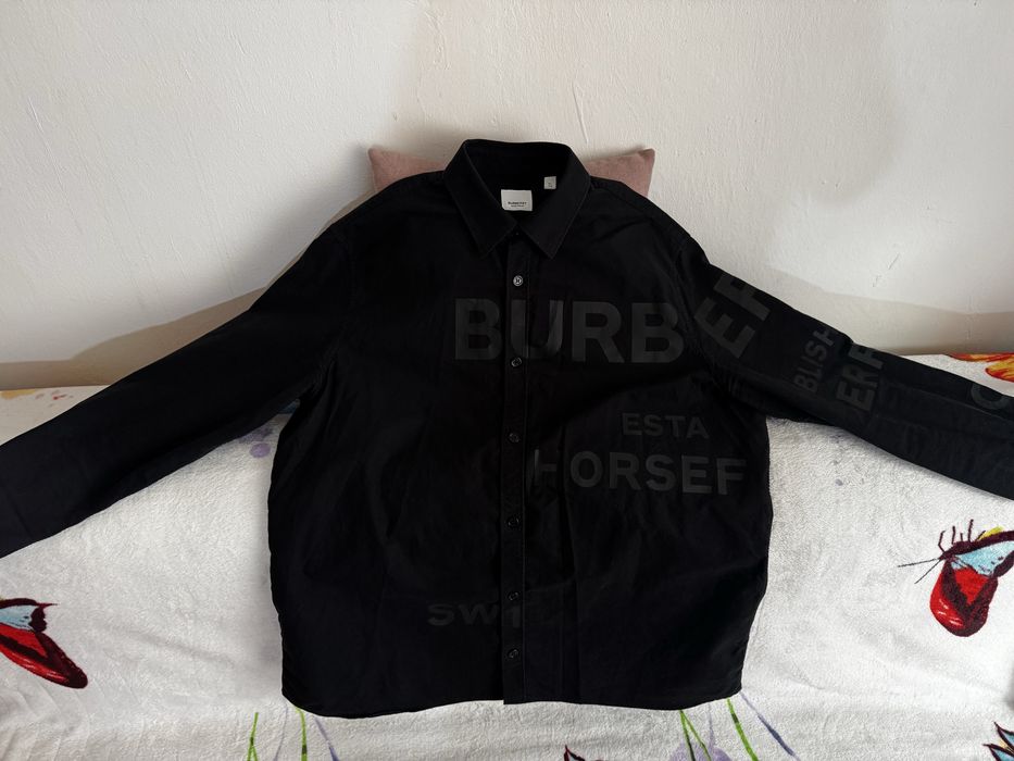 Cămașă Burberry – neagră, logo print – mărime XL