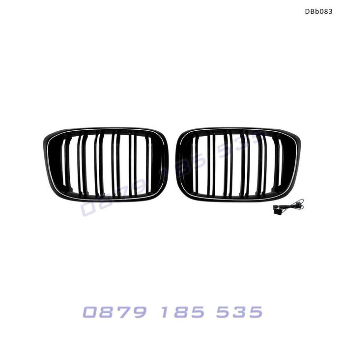 Двойни светещи LED бъбреци BMW G01 G02, черен гланц DBb083 двойни предни решетки с лед светлина бмв х3 х4