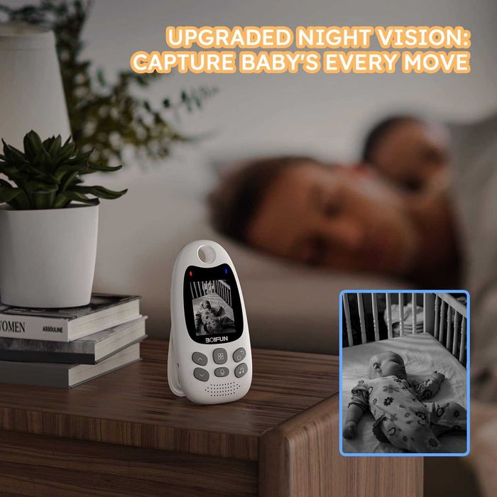 Чисто нов безжичен бебефон BOIFUN VB610 с камера, нощно виждане и ECO/VOX режим (Без Wi-Fi)