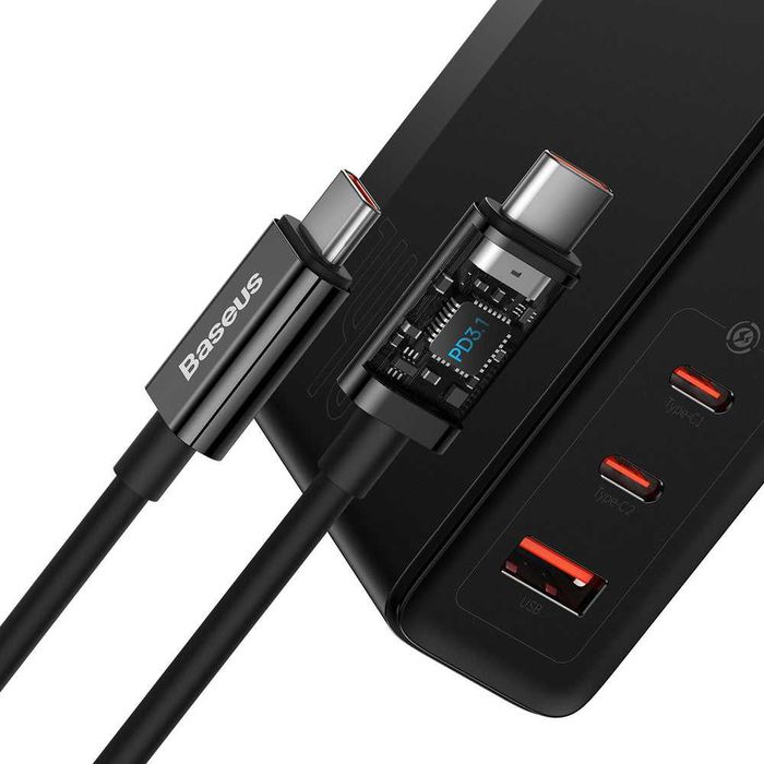 Incarcator de perete Baseus GaN5 Pro 2xUSB-C + USB, 140W Negru