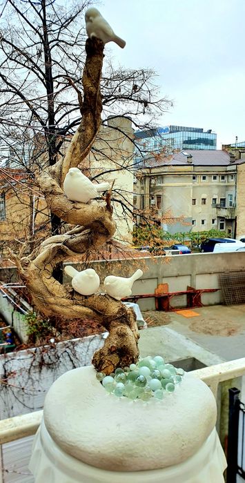 Pom decorativ "Bonsai cu vrăbii" creație de designer