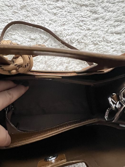 Дамска чанта нова с естествен велур в кафяв цвят  Min Min