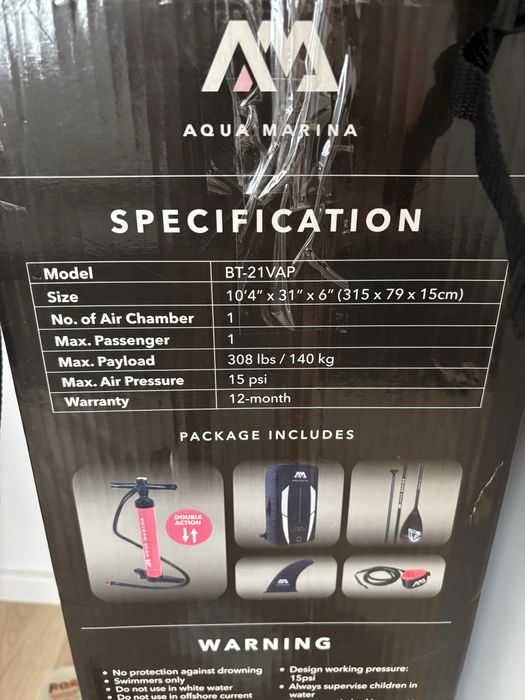 Placă SUP Aqua Marina Vapor 2 persoane+ vesta