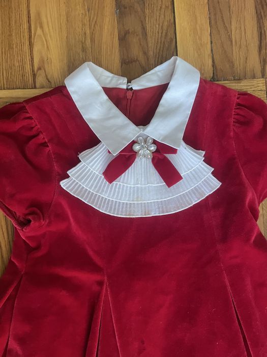 Красное бархатное платье, на 12 лет, Европейские бренд Balloon Chic