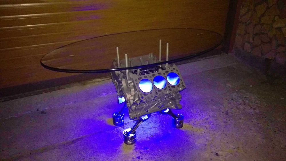 Холна Маса От Двигател Led Осветление | Ръчна Изработка