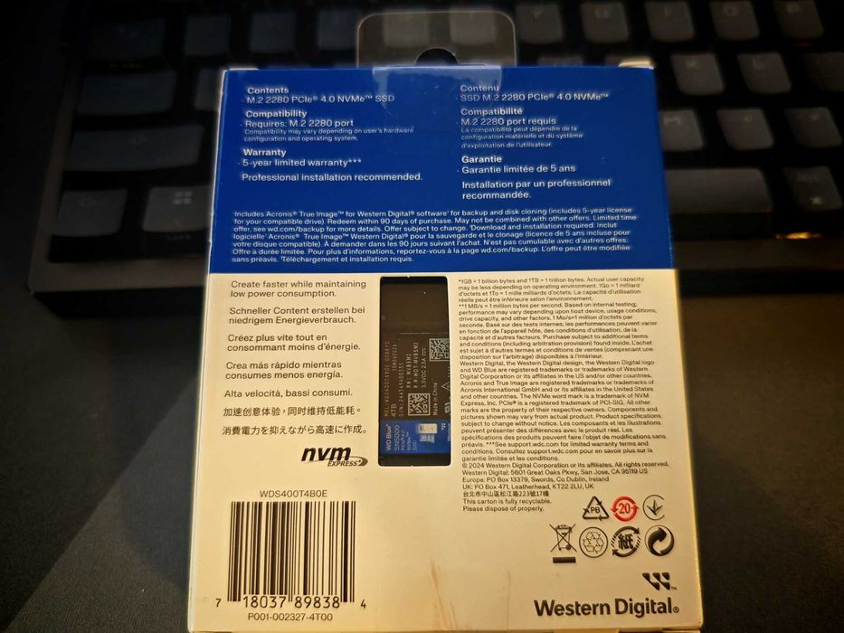 НОВ ! Western Digital Blue SN5000 SSD диск, 4TB, M.2 PCI Express 4.0 NVMe