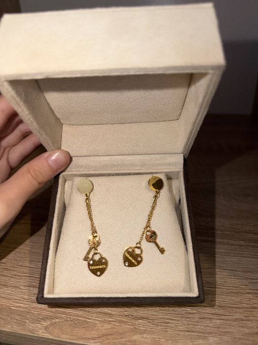 Cercei tiffany & co inimioară și cheie cu cristale micuțe