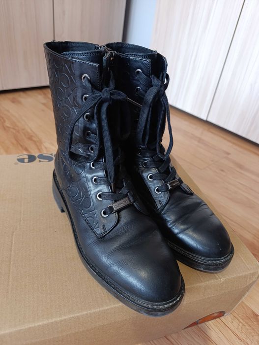 Дамски ботуши Calvin Klein естествена кожа