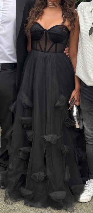 черна дълга бална рокля Liza Kain + подарък чанта