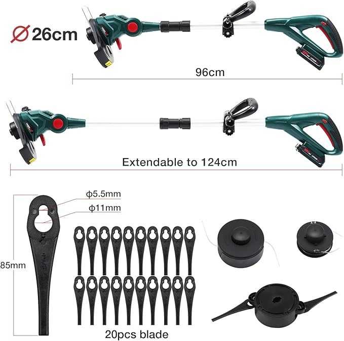Mașină de tuns iarba fără fir POSENPRO 20 V cu baterie de 2,0 Ah