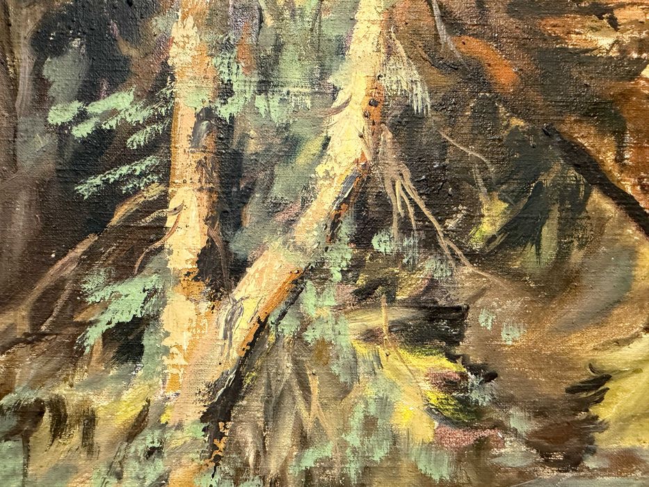 tablou pictura in ulei deosebit foarte vechi dim 70 cmx50cm panza ulei
