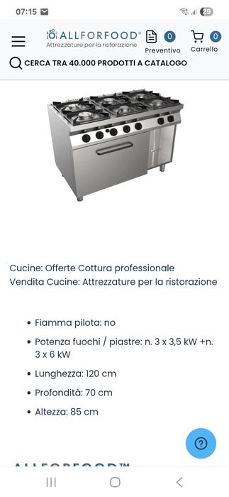 Aragaz inox  profesional