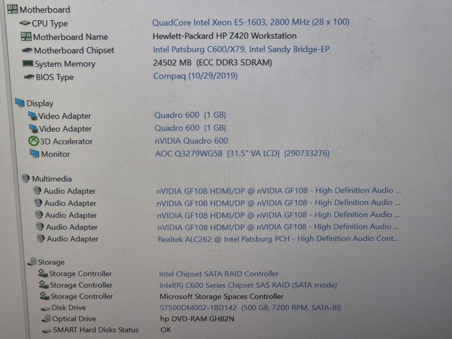 vand calculator workstation Hp Z420..Xeon E5-1603..quad core..24 Gb