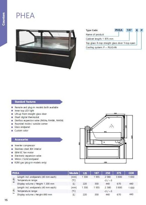 Vitrina orizontala asistata PHEA 258 cm / NOU - Profesional / STOC