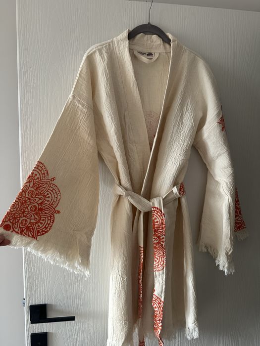 Caftan / kimono handmade, din bumbac 100%, vopsit natural